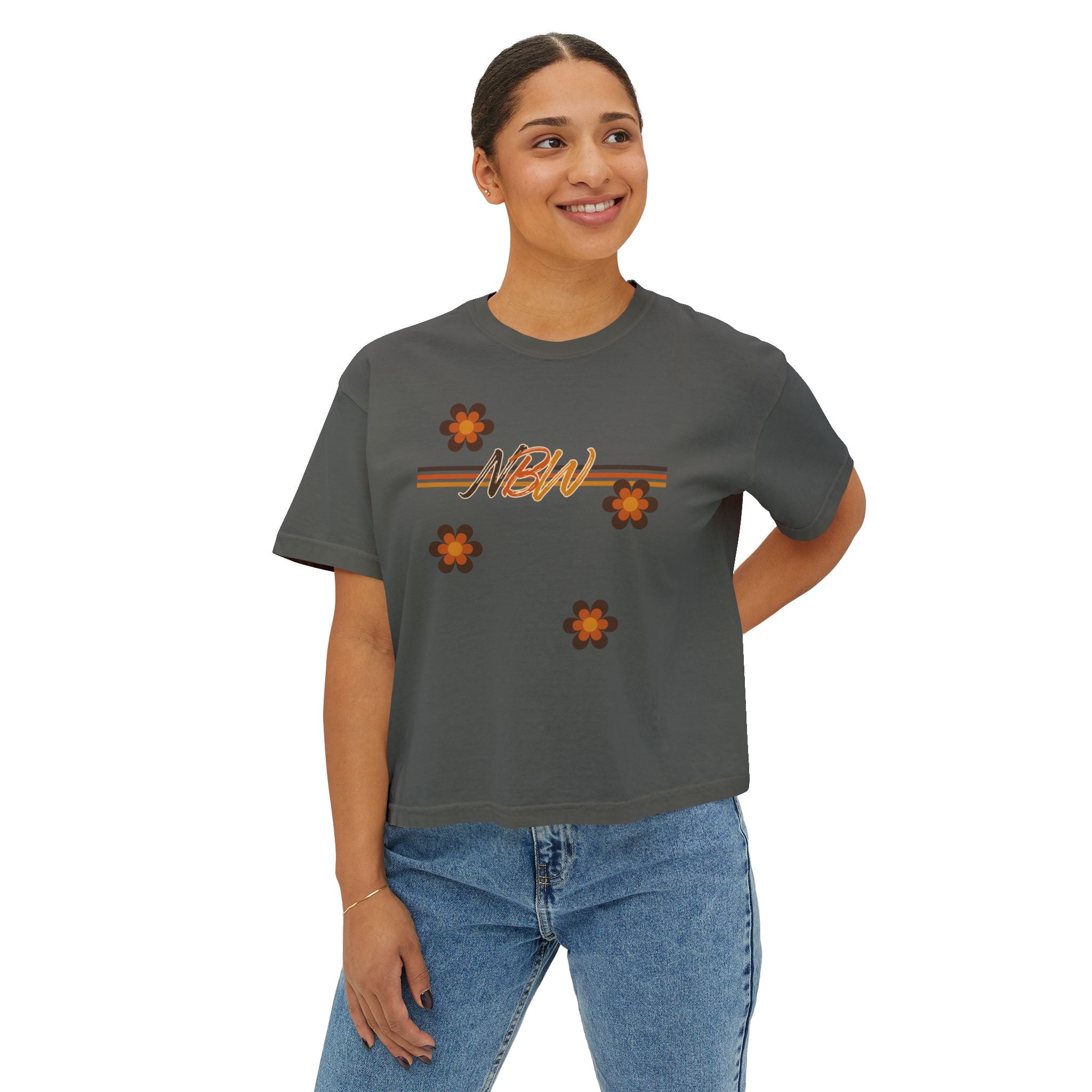 NBM Retro Floral 'New' Boxy Tee — 70s Daisy Graphic Women's Shirt