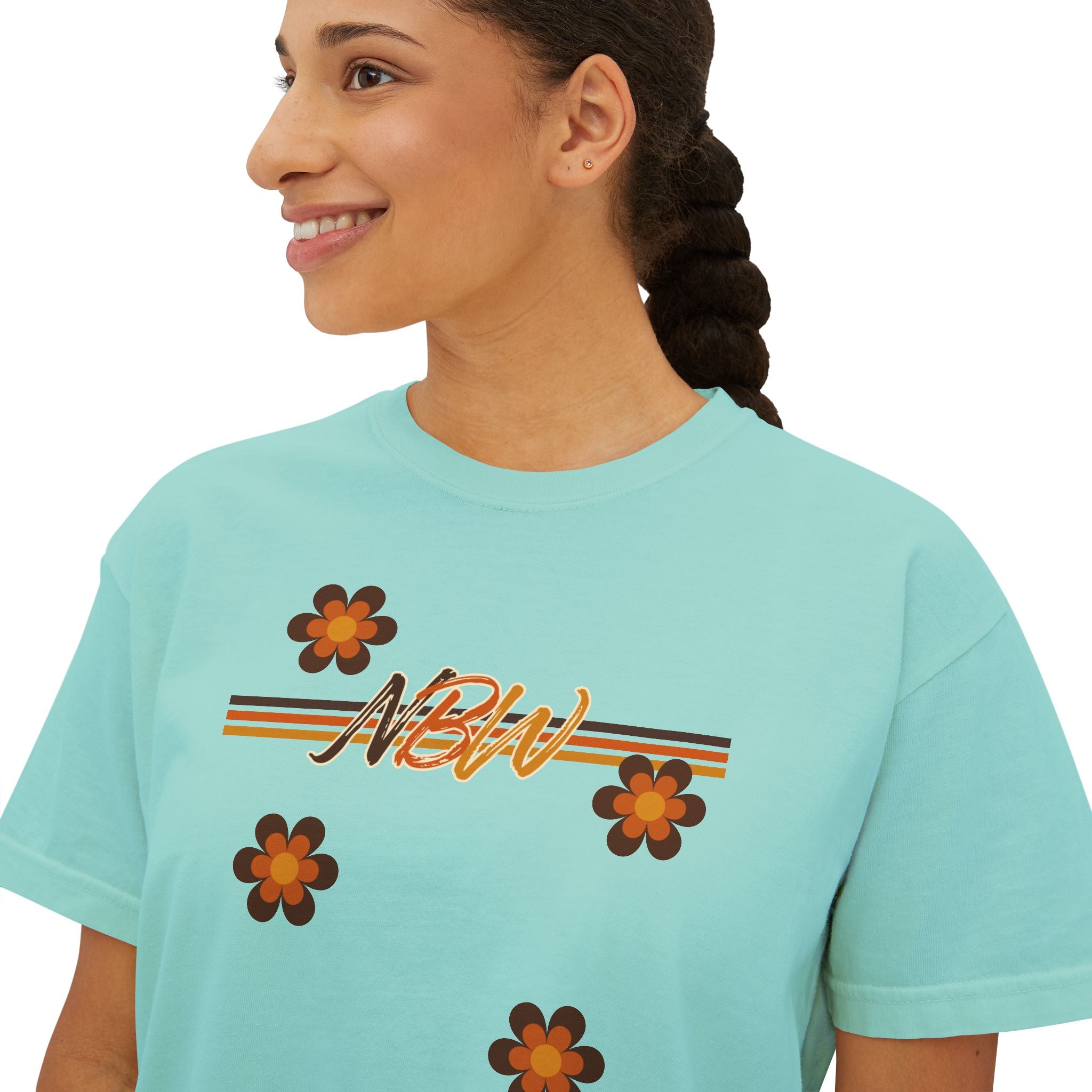 NBM Retro Floral 'New' Boxy Tee — 70s Daisy Graphic Women's Shirt