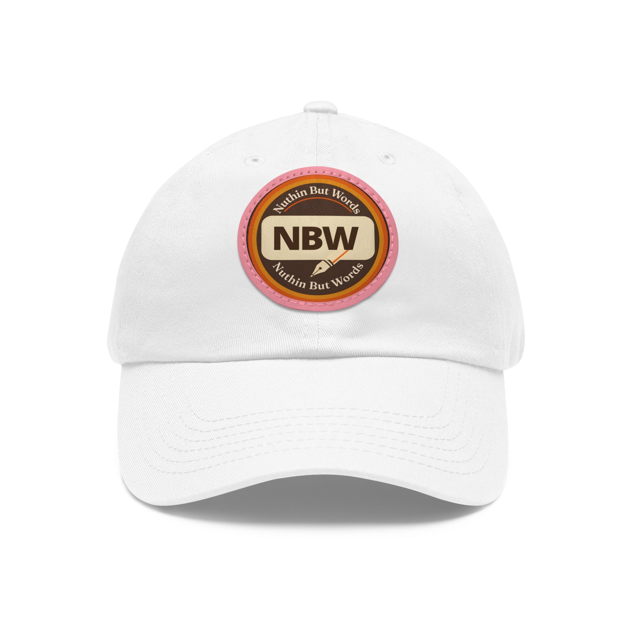 NBW Leather Patch Dad Hat — Vintage Round Logo Baseball Cap