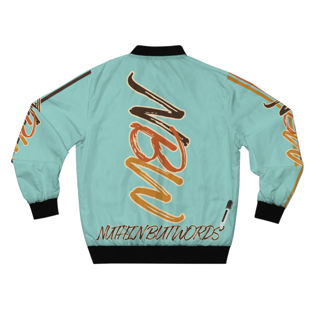 Men's Bomber Jacket — Chalky Mint' NBW' Script Logo All-Over Print