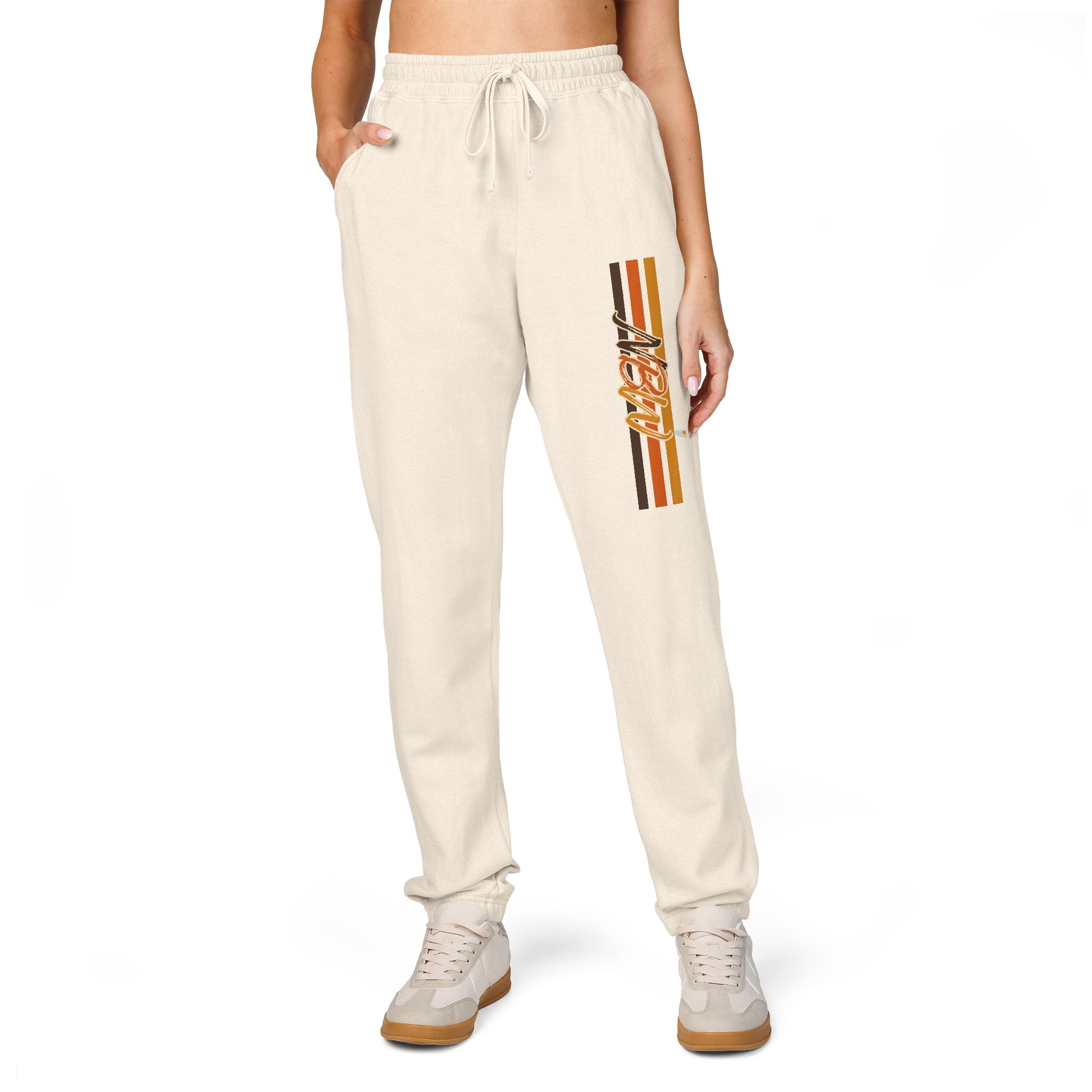 Men's Comfort Color Olive 'Navy' Graphic NBW Sweatpants — Casual Fleece Joggers with Side Print