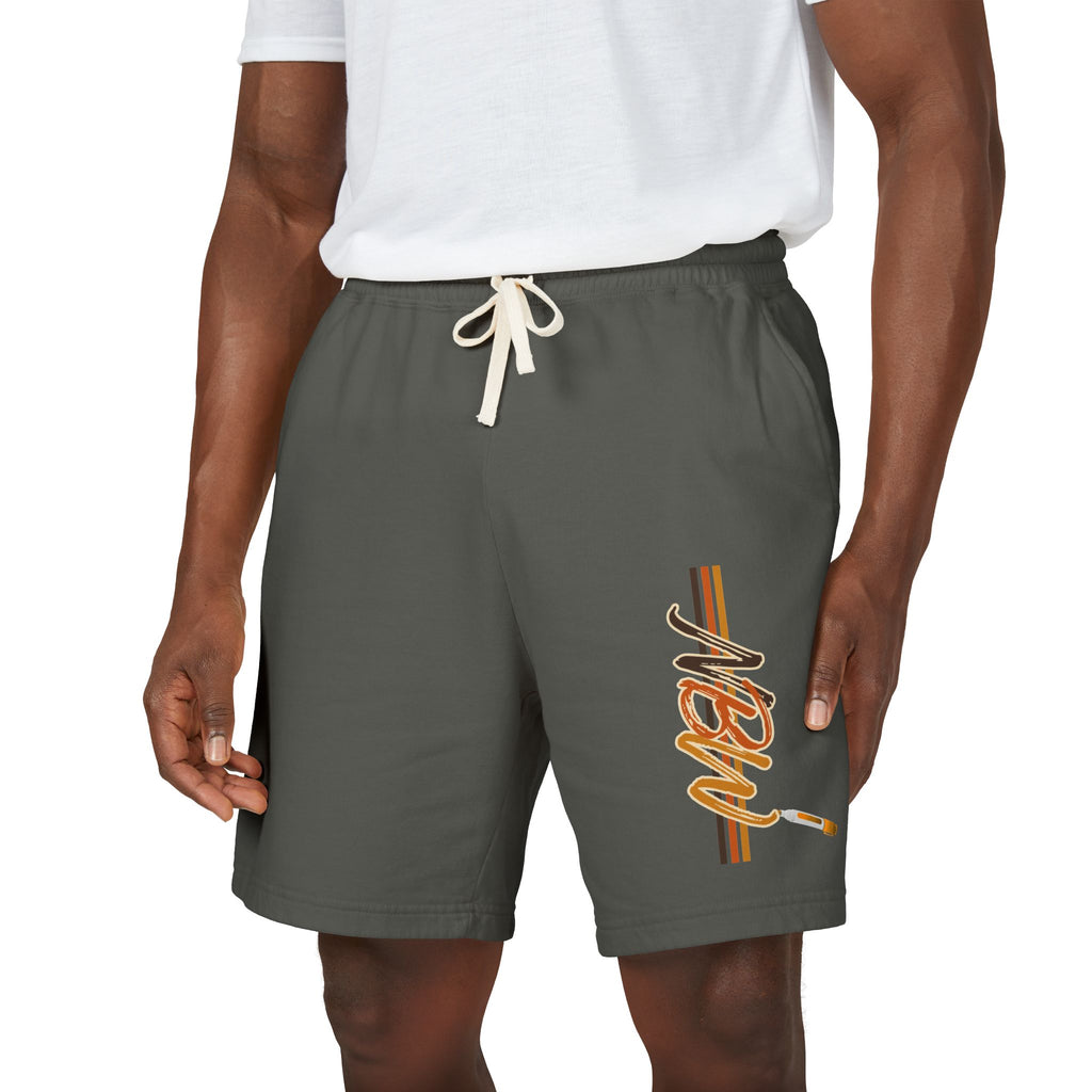 MBW Sweat Shorts — Retro Stripe 'Alone' Graphic Lightweight Fleece
