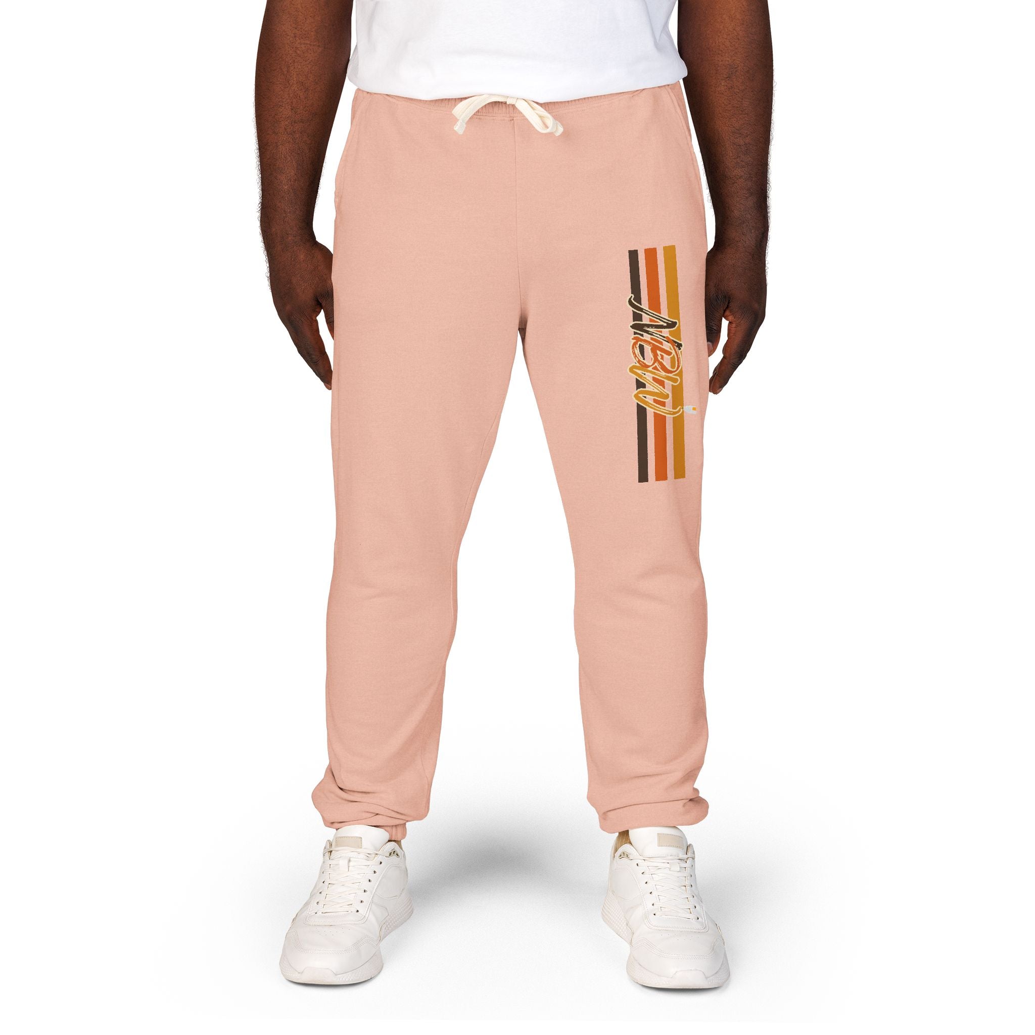 Men's Comfort Color Olive 'Navy' Graphic NBW Sweatpants — Casual Fleece Joggers with Side Print
