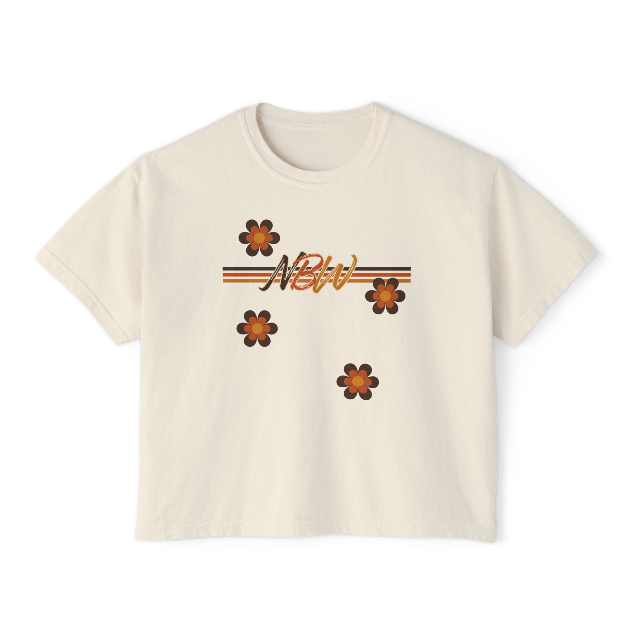 NBM Retro Floral 'New' Boxy Tee — 70s Daisy Graphic Women's Shirt