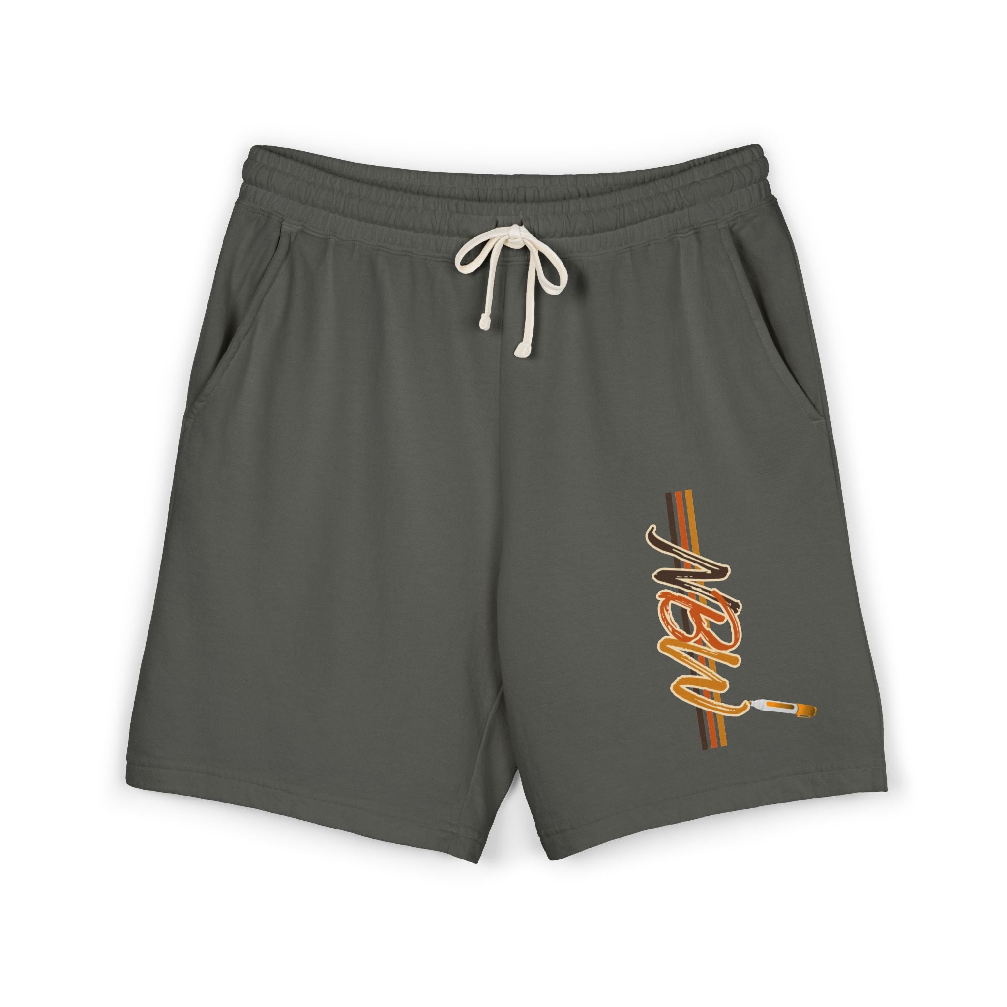 MBW Sweat Shorts — Retro Stripe 'Alone' Graphic Lightweight Fleece