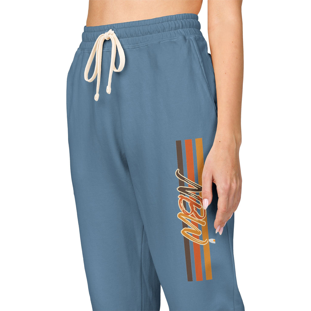 Men's Comfort Color Olive 'Navy' Graphic NBW Sweatpants — Casual Fleece Joggers with Side Print