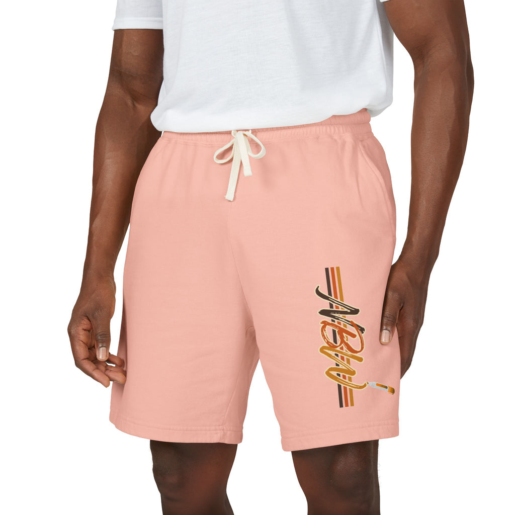 MBW Sweat Shorts — Retro Stripe 'Alone' Graphic Lightweight Fleece