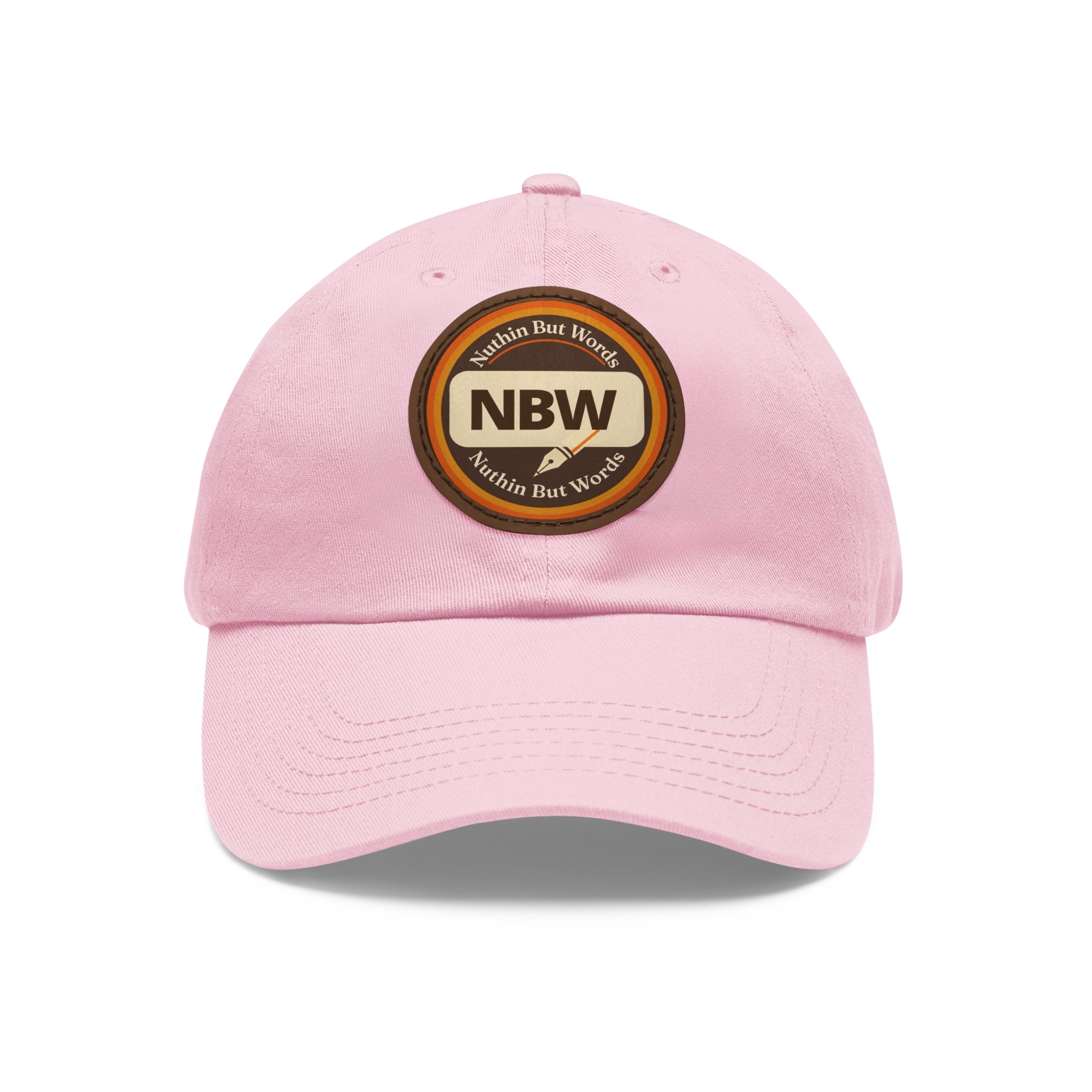 NBW Leather Patch Dad Hat — Vintage Round Logo Baseball Cap