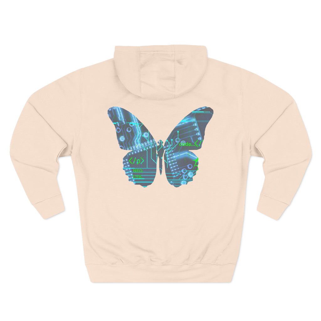 NBW Butterfly Circuit Hoodie — Retro Tech Graphic Fleece Hoodie