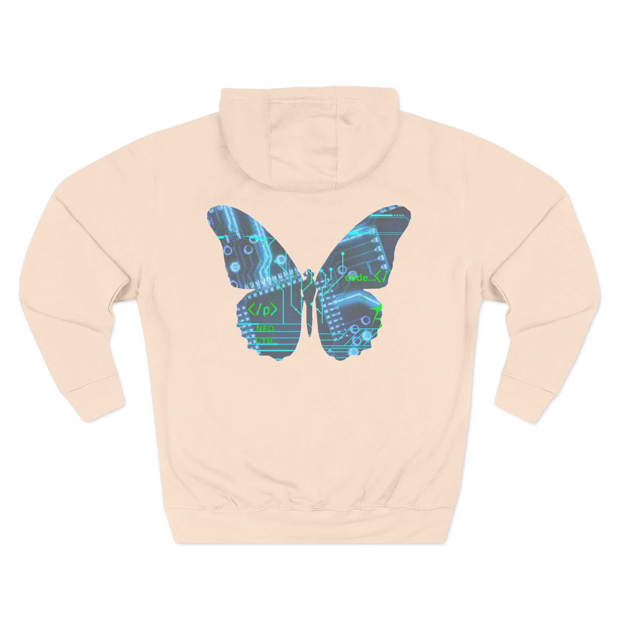 NBW Butterfly Circuit Hoodie — Retro Tech Graphic Fleece Hoodie