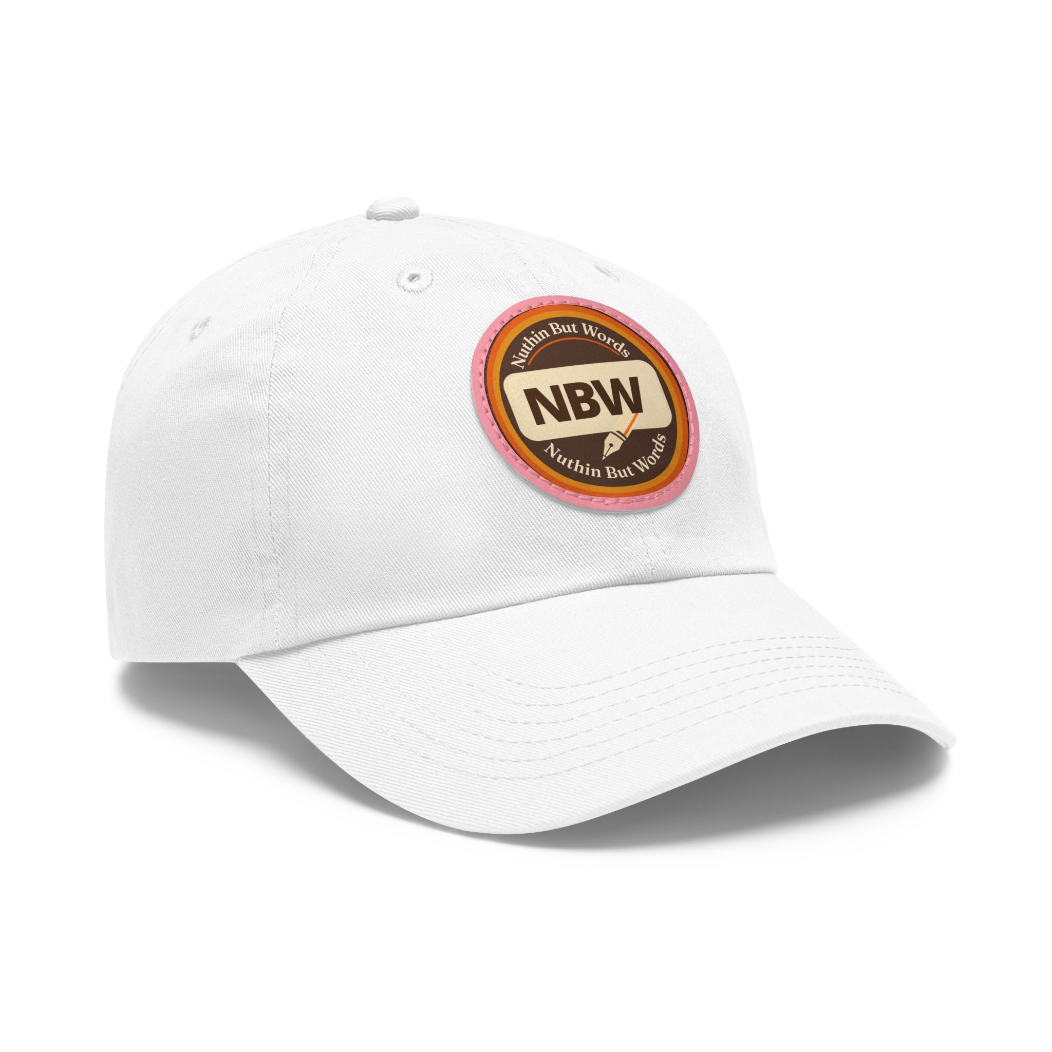 NBW Leather Patch Dad Hat — Vintage Round Logo Baseball Cap