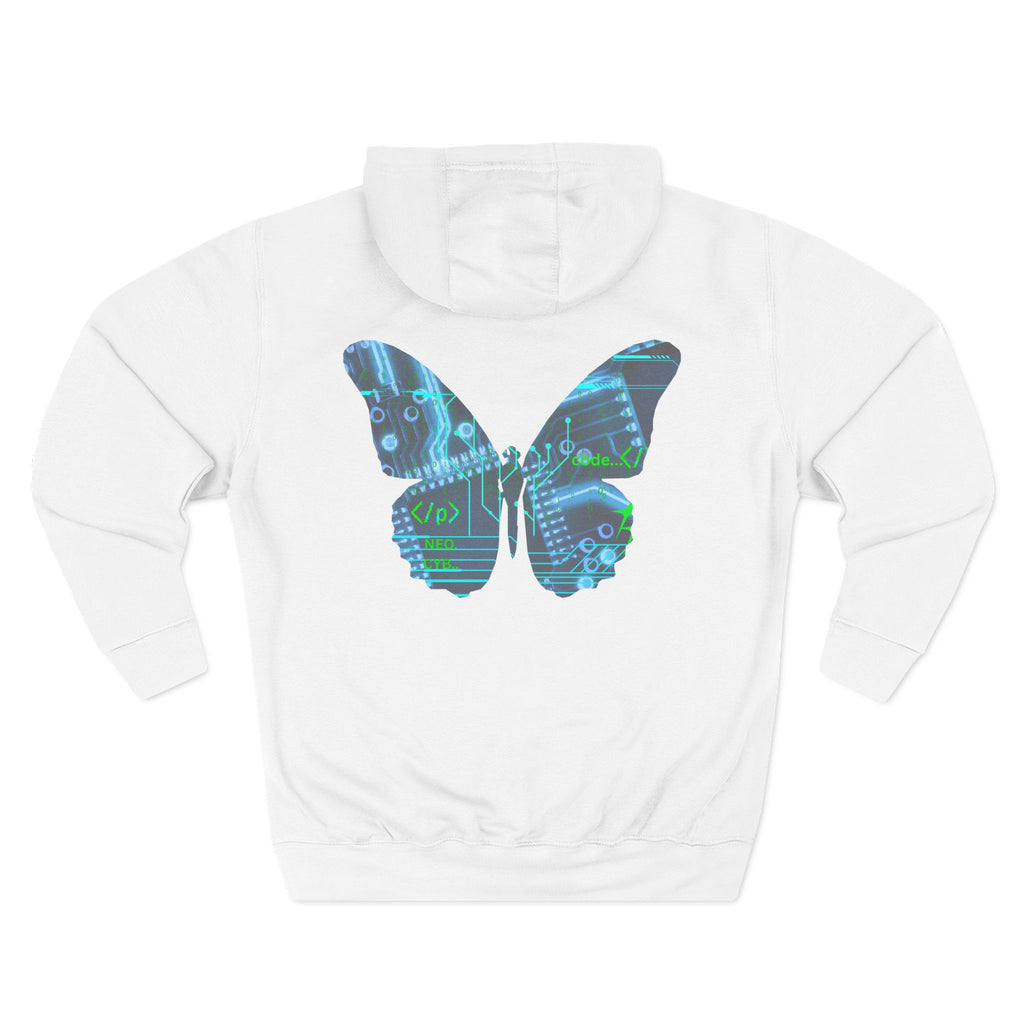 NBW Butterfly Circuit Hoodie — Retro Tech Graphic Fleece Hoodie
