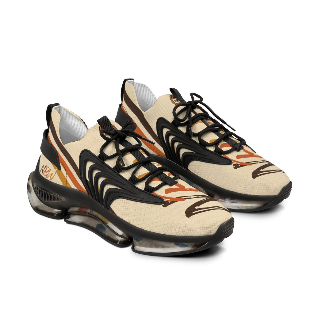Mesh Running Sneakers — Lightweight Beige Graphic Athletic Shoes