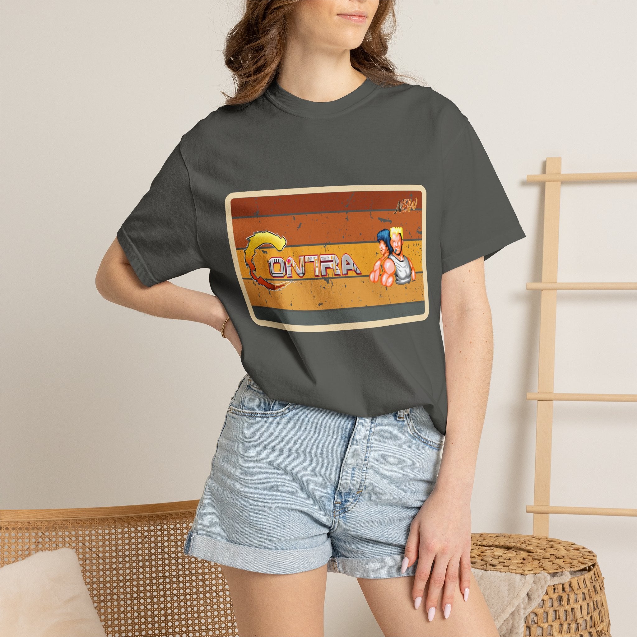 NBW Retro Gaming T-Shirt — 'Contra' Pixel Art Vintage Arcade Tee