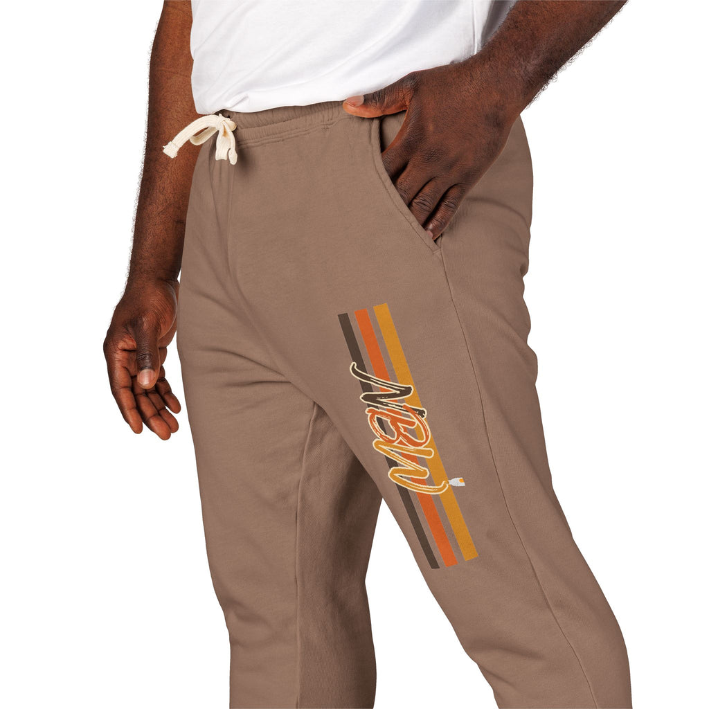 Men's Comfort Color Olive 'Navy' Graphic NBW Sweatpants — Casual Fleece Joggers with Side Print