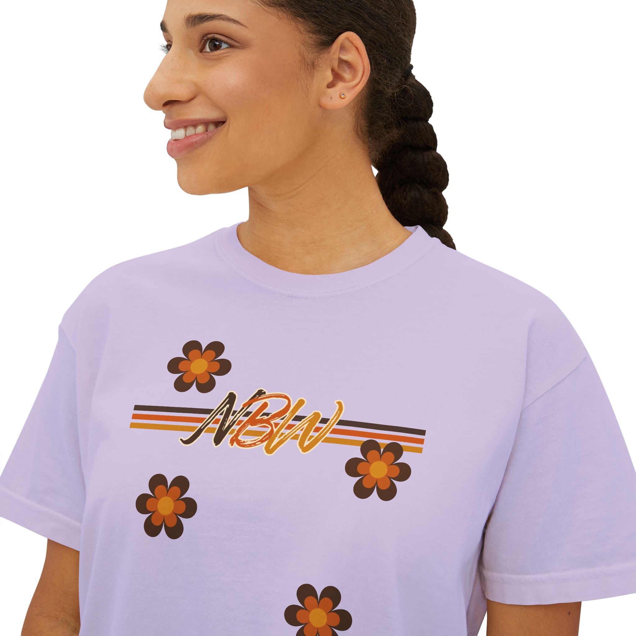 NBM Retro Floral 'New' Boxy Tee — 70s Daisy Graphic Women's Shirt