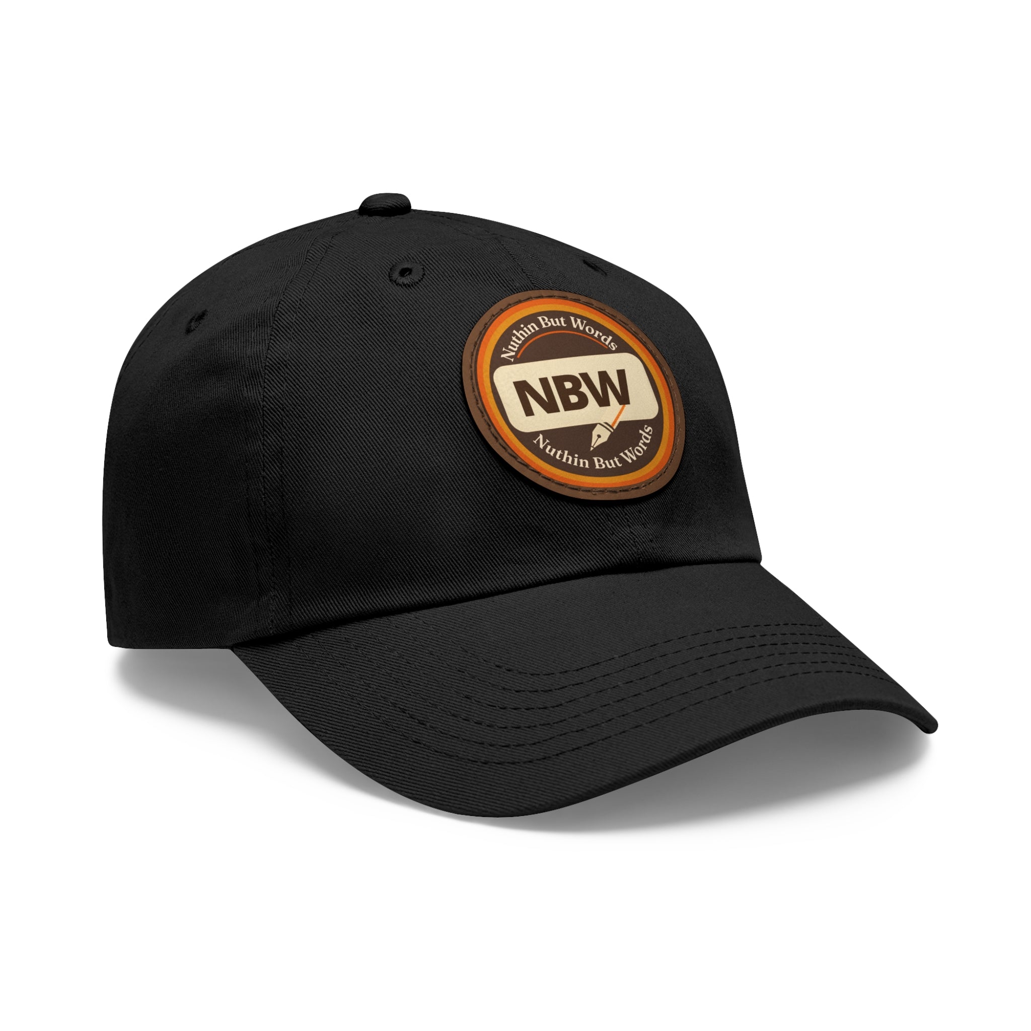 NBW Leather Patch Dad Hat — Vintage Round Logo Baseball Cap