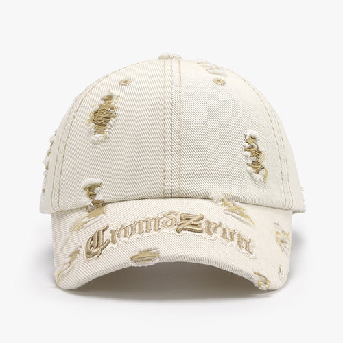 Matching Ripped Letter Print Embroidery Men's Big Head Circumference Personality.