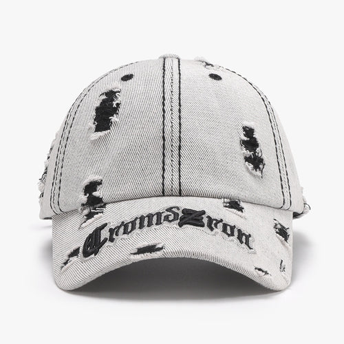 Matching Ripped Letter Print Embroidery Men's Big Head Circumference Personality.